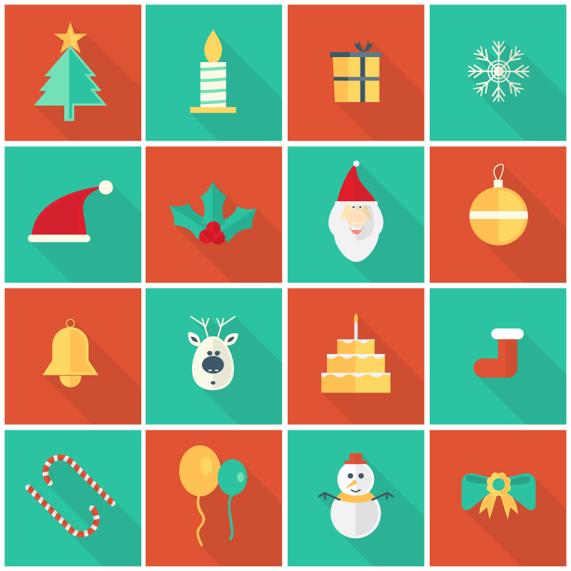 16 models of creative Christmas icon vector material
