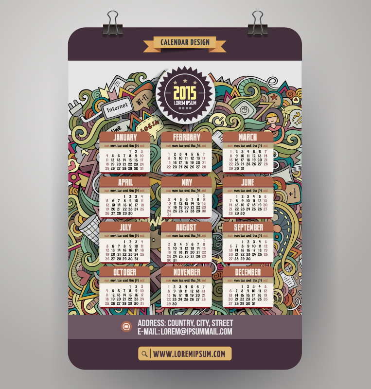 Fashion 2015 single page calendar vector material