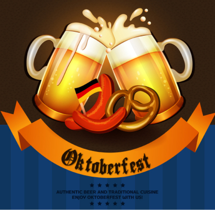 Oktoberfest clink beer posters vector material