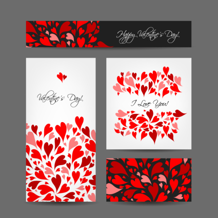 4 colorful love card vector material red

