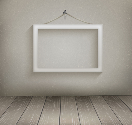 White hanging wooden frame vector material
