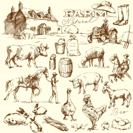 24 drawing farm element vector material
