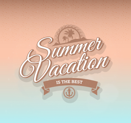 Summer vacation WordArt vector material