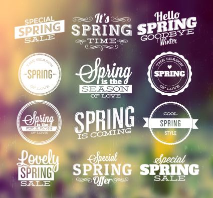 12 spring promotional label vector material