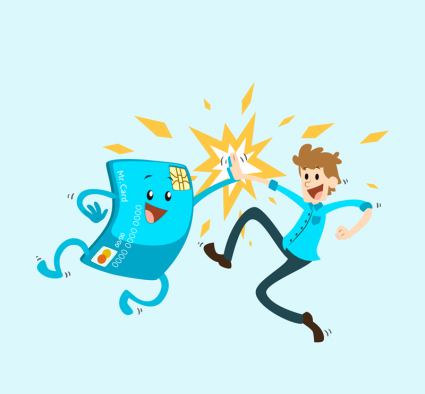 And bank cards clap men vector material
