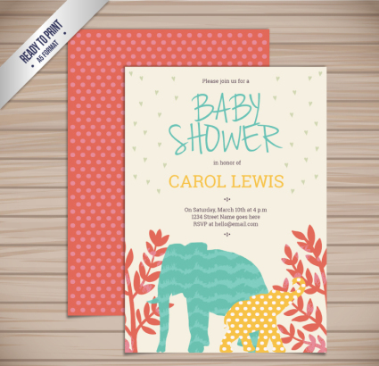 Creative animal welcome baby party invitation card vector map