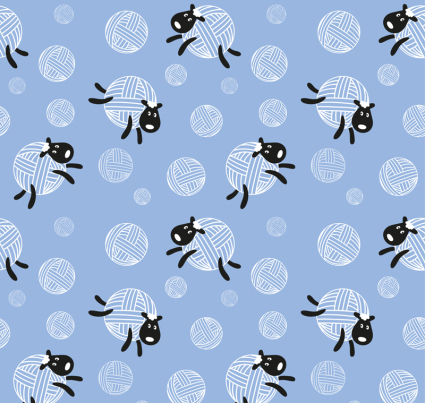 Sheep and Wool seamless background vector group
