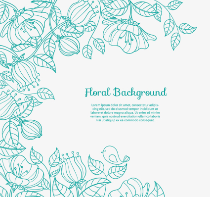 Green painted floral background vector