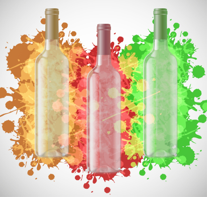 Ink and watercolor wine bottle vector