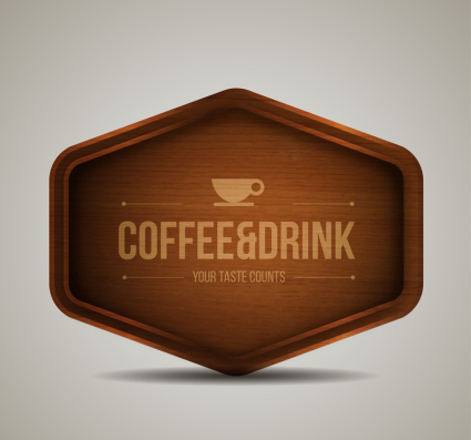 Creative wooden coffee card vector material
