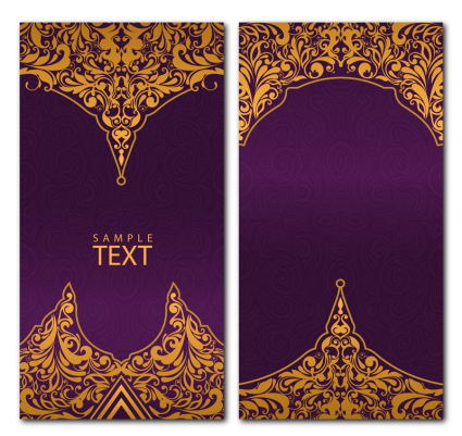 Gold pattern on purple banner vector