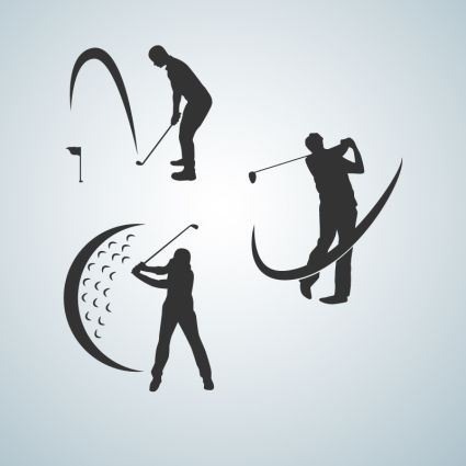 3 golfer silhouette vector material