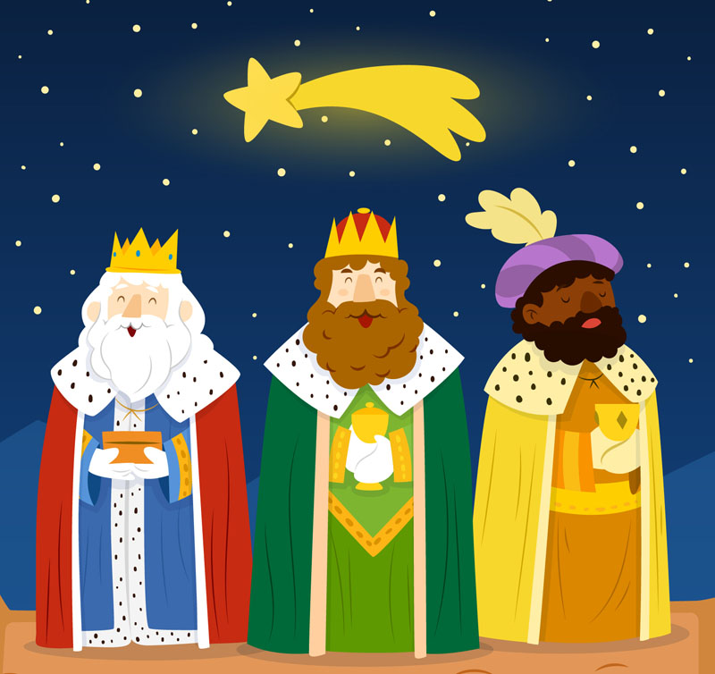 Cartoon stars and the Three Kings vector material
