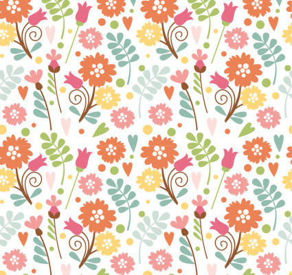 Colored flowers seamless background vector