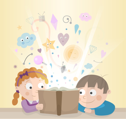 Look book of fairy tales child vector material