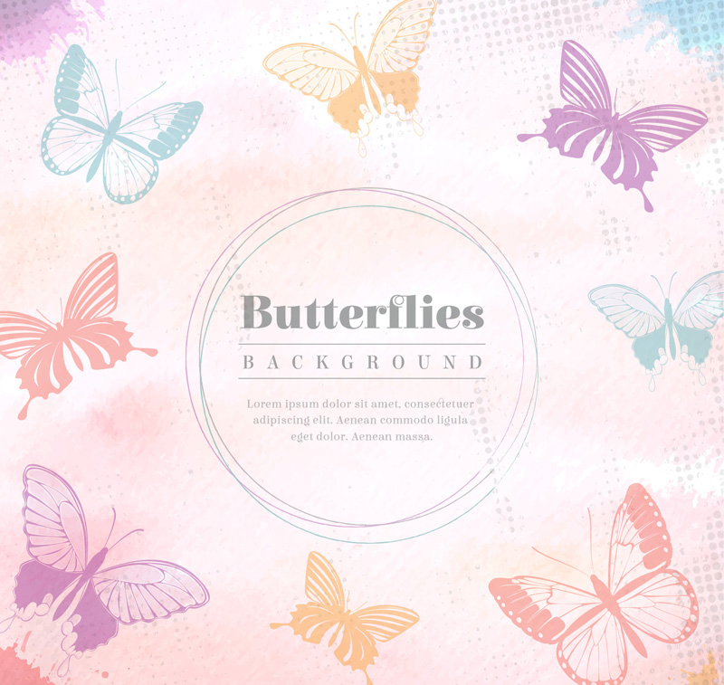 Colorful watercolor butterfly vector background material