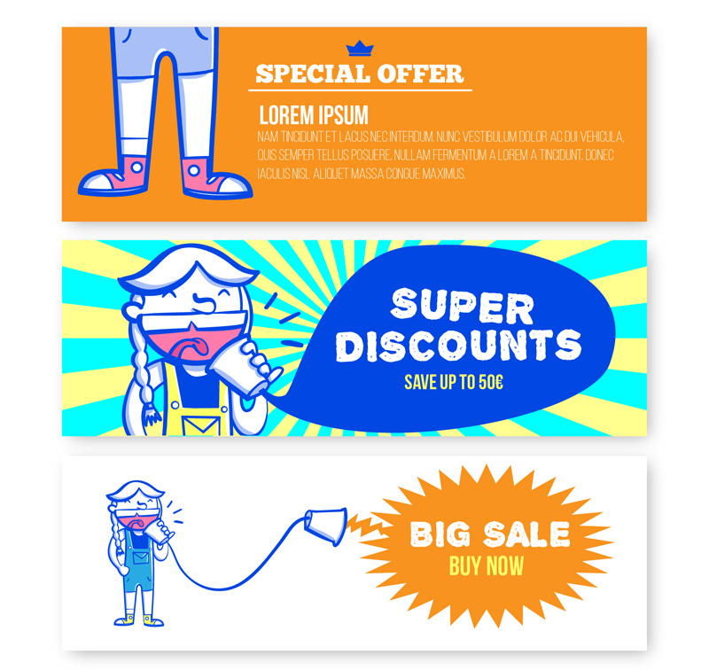 Painted promotional banner Vector girl