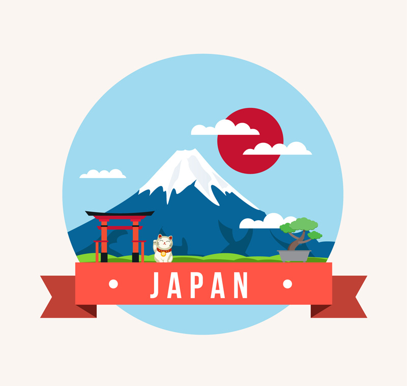 Creative Japan Mount Fuji landscape illustrator vector material