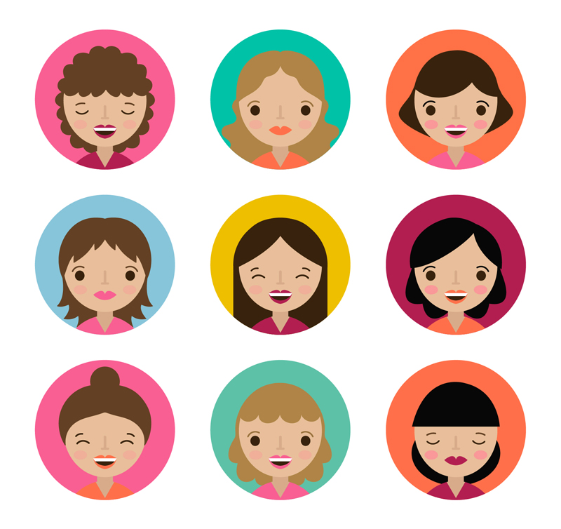 9 Cartoon head of a woman vector material