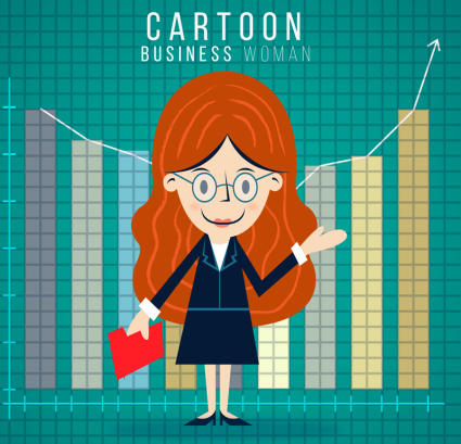 Long-haired business woman vector material