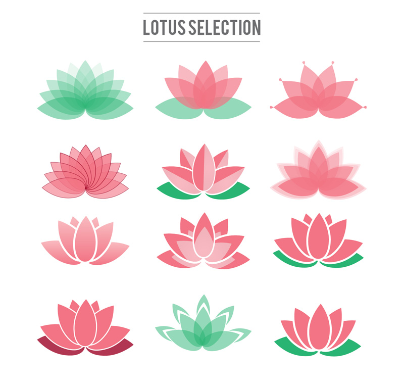 12 Creative lotus icon vector material