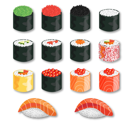 14 delicious sushi vector material