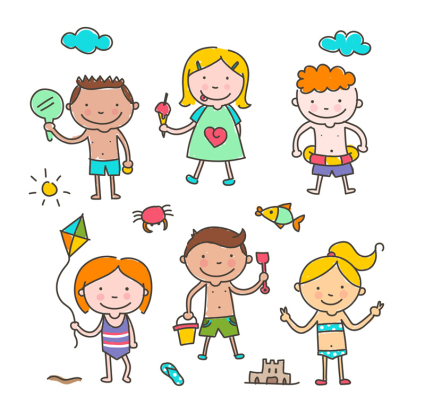 6 cute children playing vector