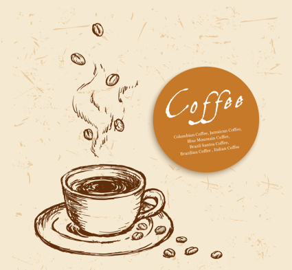 Hand-painted gourmet coffee vector material