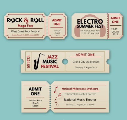 4 concert tickets creative vector material
