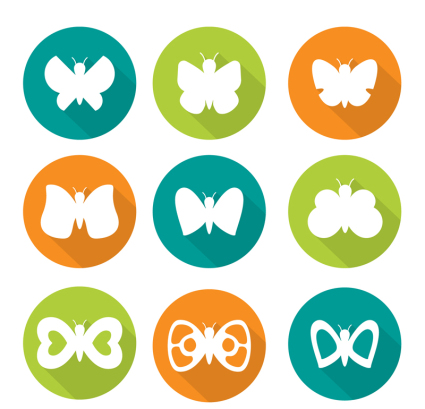 9 circular icon vector material Butterfly