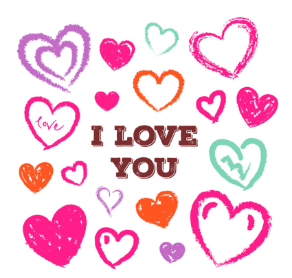 Colorful painting love vector material