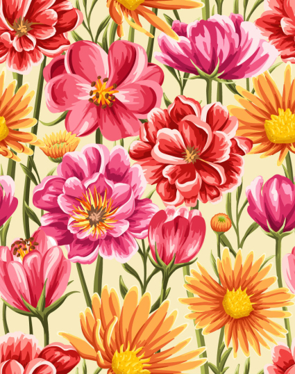Flowers, bloom seamless background vector material