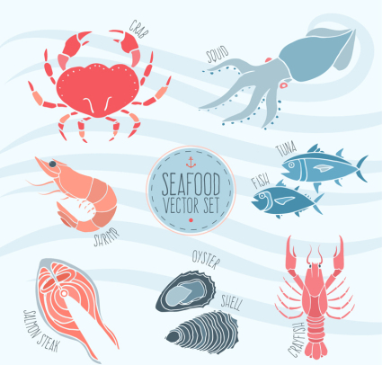 7 creative seafood vector material