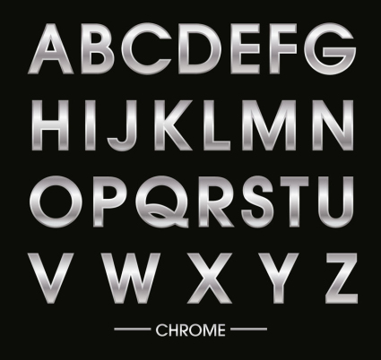 26 silver metal texture letters vector design