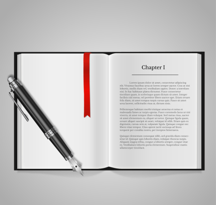 Open the book and pen vector
