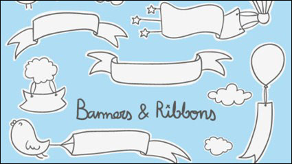 White banner and ribbon design vector material