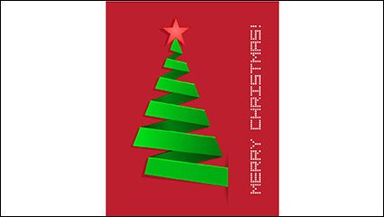 Green Ribbon Christmas tree vector material