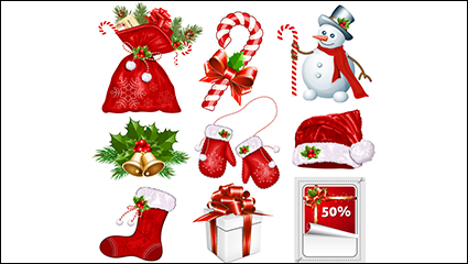 9 Red Christmas icon vector material