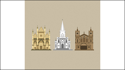 3 cartoon church design vector material