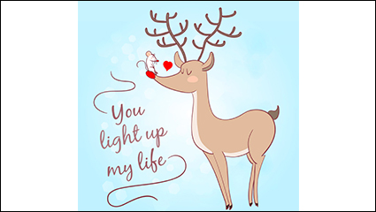 Cartoon mice and deer vector material