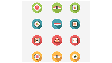 12 round sushi icon vector material