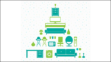 19 fresh models designed furniture ornaments vector material