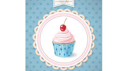 Fresh cupcake watercolor poster vector