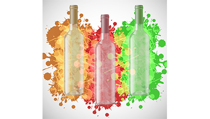 Ink and watercolor wine bottle vector
