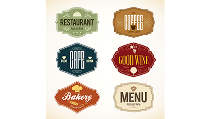 6 retro label vector material Dining Menu