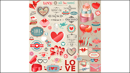 Exquisite Valentine label collection vector material