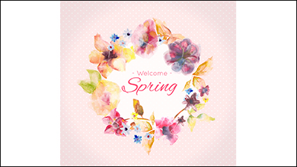 Creative watercolor spring flowers vector material