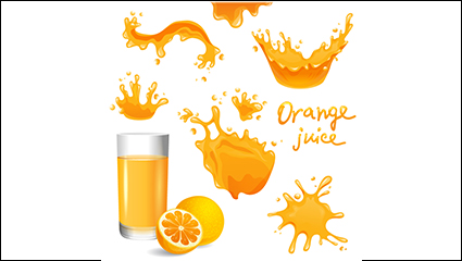 8 juice splash design vector material