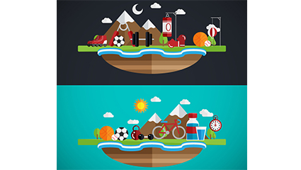 Group 2 flat movement element vector illustration