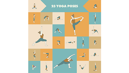 23 yoga postures action vector material